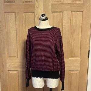 Striped Long-Sleeve Sweater - Black & Plum